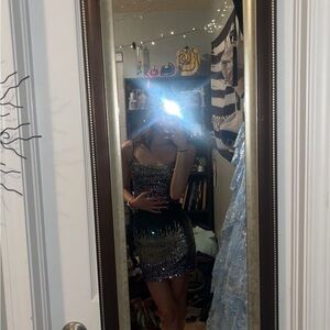 Elegant Black and Silver Mini Dress